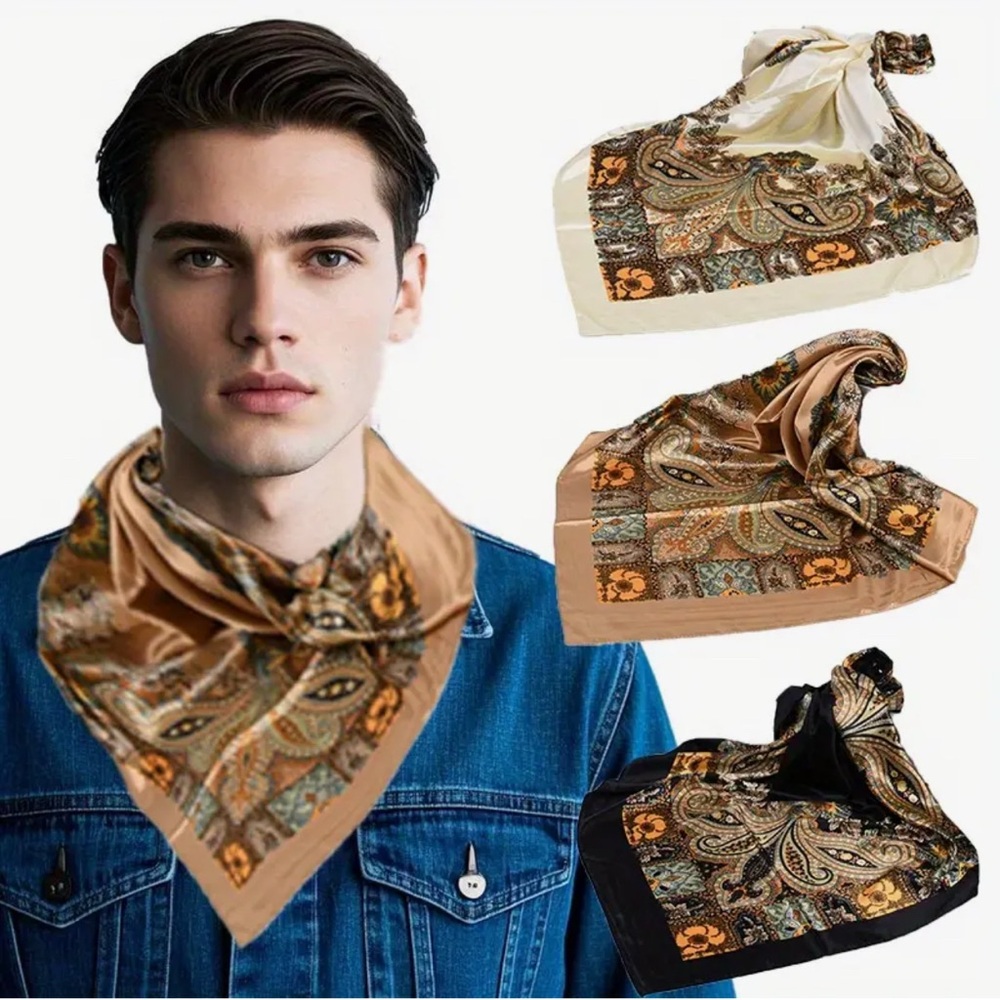 Black Paisley Scarf with Ornamental Design